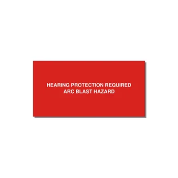 4.0x2.0" Safety Label - HEARING PROTECTION REQUIR — 4x2" White on Red, Adhesive