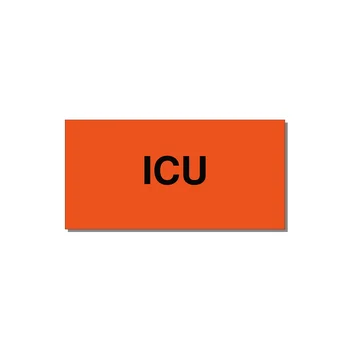 4.0x2.0" Safety Label - ICU — 4x2" Black on Orange, Adhesive