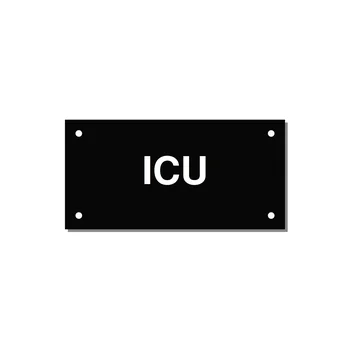 4.0x2.0" Safety Label - ICU — 4x2" White on Black, Holes