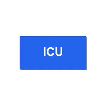 4.0x2.0" Safety Label - ICU — 4x2" White on Blue, Adhesive