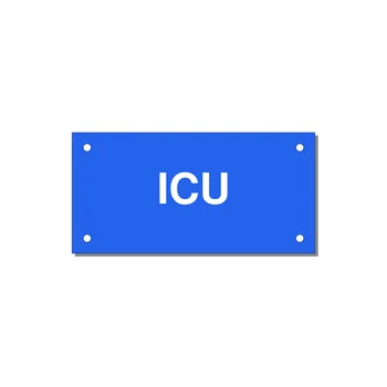 4.0x2.0" Safety Label - ICU — 4x2" White on Blue, Holes