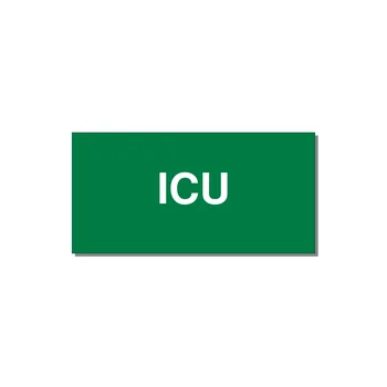 4.0x2.0" Safety Label - ICU — 4x2" White on Green, Adhesive