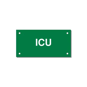 4.0x2.0" Safety Label - ICU — 4x2" White on Green, Holes
