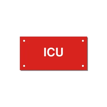 4.0x2.0" Safety Label - ICU — 4x2" White on Red, Holes