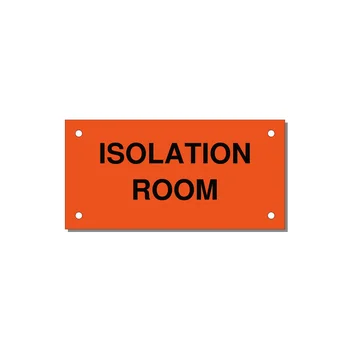 4.0x2.0" Safety Label - ISOLATION ROOM — 4x2" Black on Orange, Holes