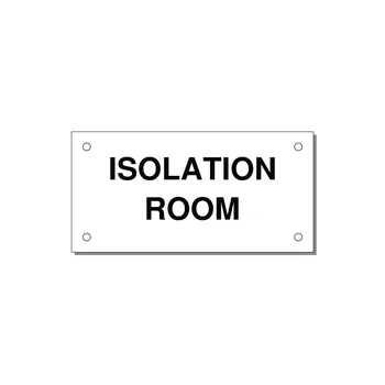4.0x2.0" Safety Label - ISOLATION ROOM — 4x2" Black on White, Holes