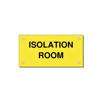 4.0x2.0" Safety Label - ISOLATION ROOM — 4x2" Black on Yellow, Holes