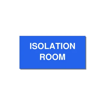 4.0x2.0" Safety Label - ISOLATION ROOM — 4x2" White on Blue, Adhesive