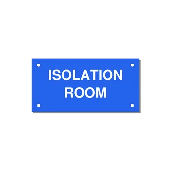 4.0x2.0" Safety Label - ISOLATION ROOM — 4x2" White on Blue, Holes