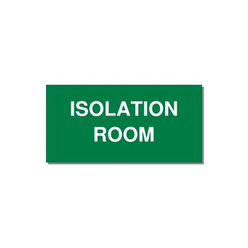 4.0x2.0" Safety Label - ISOLATION ROOM — 4x2" White on Green, Adhesive