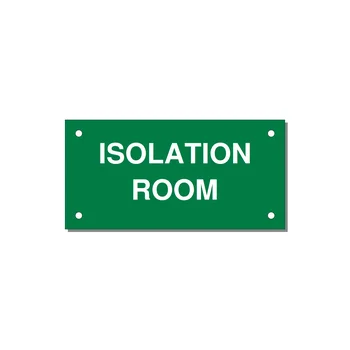 4.0x2.0" Safety Label - ISOLATION ROOM — 4x2" White on Green, Holes