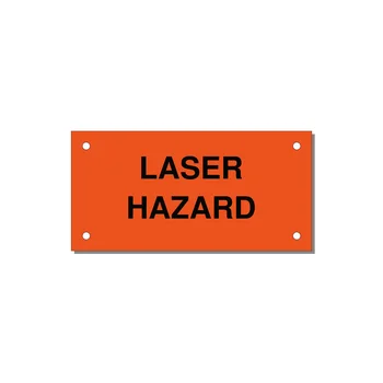 4.0x2.0" Safety Label - LASER HAZARD — 4x2" Black on Orange, Holes