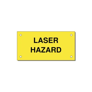 4.0x2.0" Safety Label - LASER HAZARD — 4x2" Black on Yellow, Holes