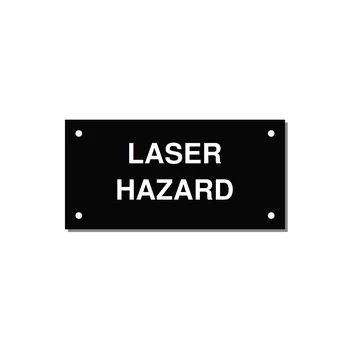 4.0x2.0" Safety Label - LASER HAZARD — 4x2" White on Black, Holes