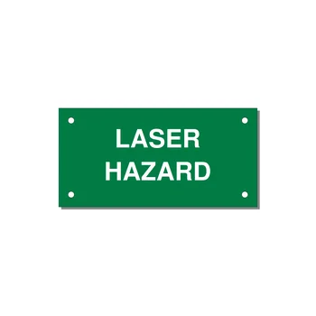 4.0x2.0" Safety Label - LASER HAZARD — 4x2" White on Green, Holes