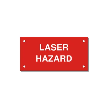 4.0x2.0" Safety Label - LASER HAZARD — 4x2" White on Red, Holes
