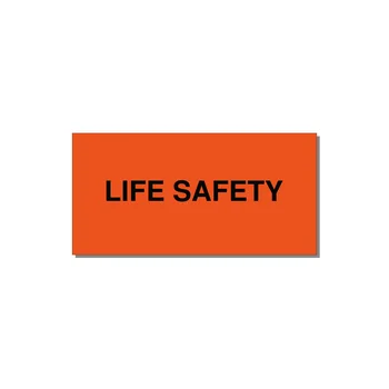 4.0x2.0" Safety Label - LIFE SAFETY — 4x2" Black on Orange, Adhesive