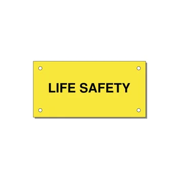 4.0x2.0" Safety Label - LIFE SAFETY — 4x2" Black on Yellow, Holes