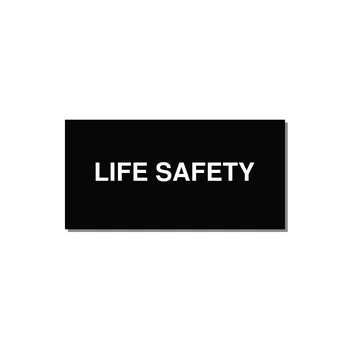 4.0x2.0" Safety Label - LIFE SAFETY — 4x2" White on Black, Adhesive