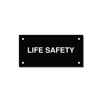 4.0x2.0" Safety Label - LIFE SAFETY — 4x2" White on Black, Holes