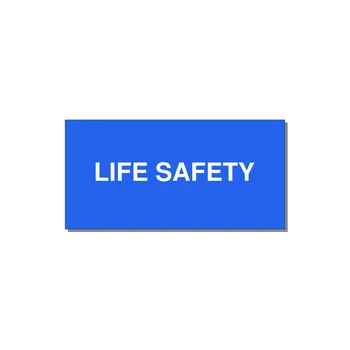 4.0x2.0" Safety Label - LIFE SAFETY — 4x2" White on Blue, Adhesive
