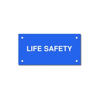 4.0x2.0" Safety Label - LIFE SAFETY — 4x2" White on Blue, Holes