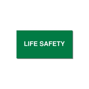 4.0x2.0" Safety Label - LIFE SAFETY — 4x2" White on Green, Adhesive