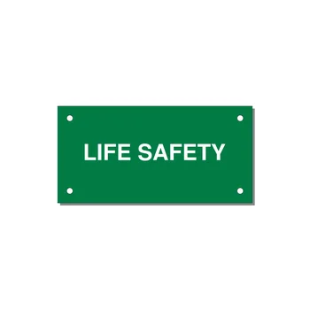 4.0x2.0" Safety Label - LIFE SAFETY — 4x2" White on Green, Holes