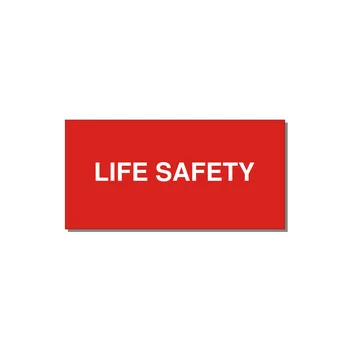 4.0x2.0" Safety Label - LIFE SAFETY — 4x2" White on Red, Adhesive