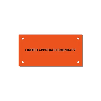 4.0x2.0" Safety Label - LIMITED APPROACH BOUNDARY — 4x2" Black on Orange, Holes
