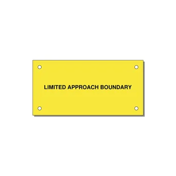 4.0x2.0" Safety Label - LIMITED APPROACH BOUNDARY — 4x2" Black on Yellow, Holes