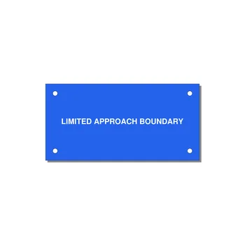 4.0x2.0" Safety Label - LIMITED APPROACH BOUNDARY — 4x2" White on Blue, Holes
