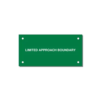 4.0x2.0" Safety Label - LIMITED APPROACH BOUNDARY — 4x2" White on Green, Holes
