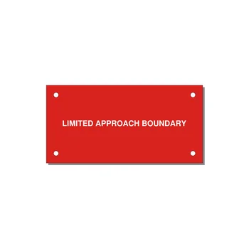 4.0x2.0" Safety Label - LIMITED APPROACH BOUNDARY — 4x2" White on Red, Holes