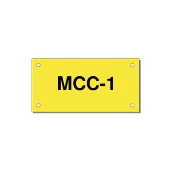 4.0x2.0" Safety Label - MCC-1 — 4x2" Black on Yellow, Holes