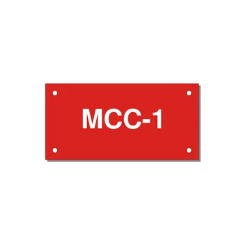 4.0x2.0" Safety Label - MCC-1 — 4x2" White on Red, Holes