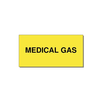 4.0x2.0" Safety Label - MEDICAL GAS — 4x2" Black on Yellow, Adhesive