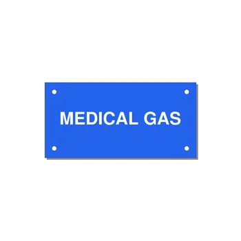 4.0x2.0" Safety Label - MEDICAL GAS — 4x2" White on Blue, Holes