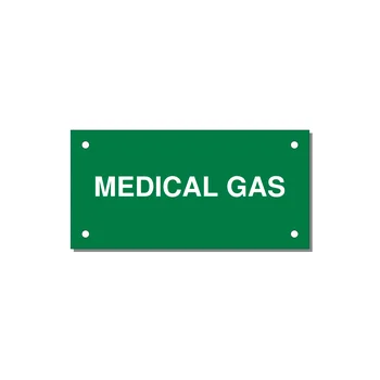 4.0x2.0" Safety Label - MEDICAL GAS — 4x2" White on Green, Holes