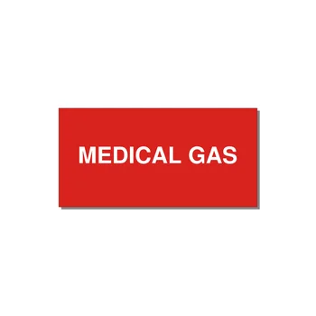 4.0x2.0" Safety Label - MEDICAL GAS — 4x2" White on Red, Adhesive