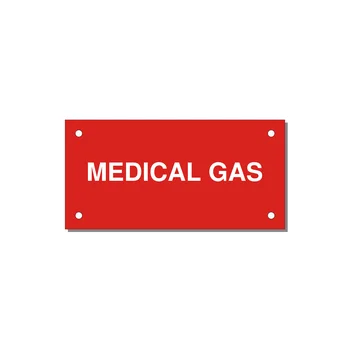 4.0x2.0" Safety Label - MEDICAL GAS — 4x2" White on Red, Holes
