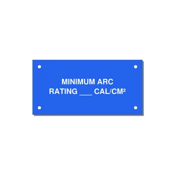 4.0x2.0" Safety Label - MINIMUM ARC RATING ___ CA — 4x2" White on Blue, Holes