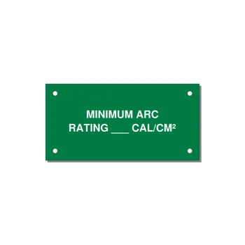 4.0x2.0" Safety Label - MINIMUM ARC RATING ___ CA — 4x2" White on Green, Holes