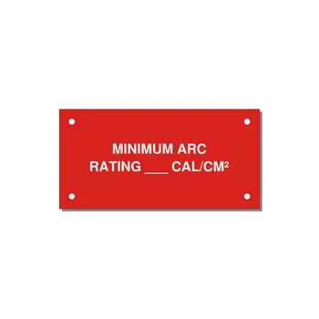 4.0x2.0" Safety Label - MINIMUM ARC RATING ___ CA — 4x2" White on Red, Holes