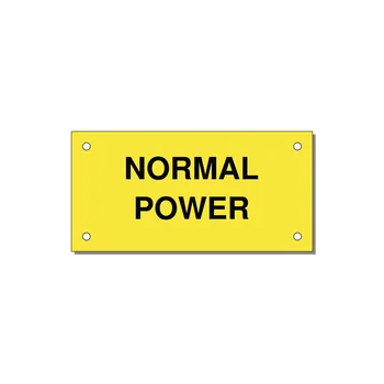 4.0x2.0" Safety Label - NORMAL POWER — 4x2" Black on Yellow, Holes
