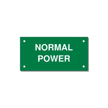 4.0x2.0" Safety Label - NORMAL POWER — 4x2" White on Green, Holes