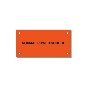 4.0x2.0" Safety Label - NORMAL POWER SOURCE — 4x2" Black on Orange, Holes