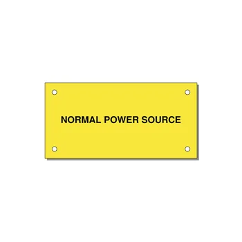4.0x2.0" Safety Label - NORMAL POWER SOURCE — 4x2" Black on Yellow, Holes