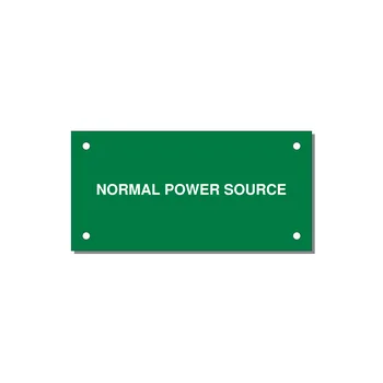 4.0x2.0" Safety Label - NORMAL POWER SOURCE — 4x2" White on Green, Holes