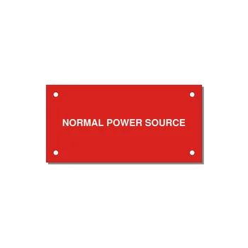 4.0x2.0" Safety Label - NORMAL POWER SOURCE — 4x2" White on Red, Holes